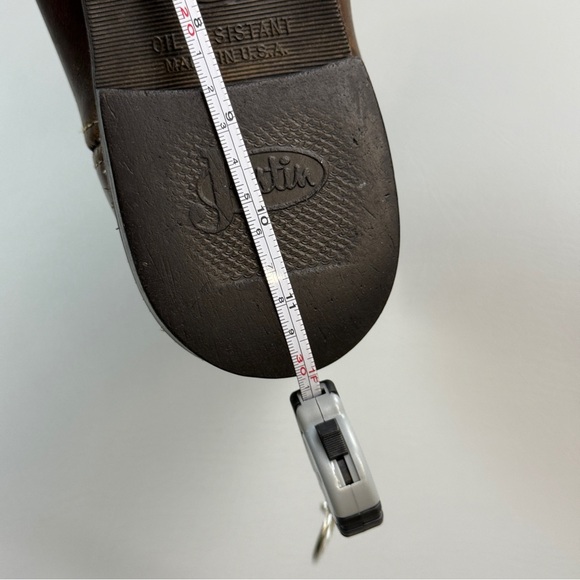 Justin Boots Mens Size 9.5 B Brown Leather Pull On Classic Roper Cowboy USA - Picture 16 of 16